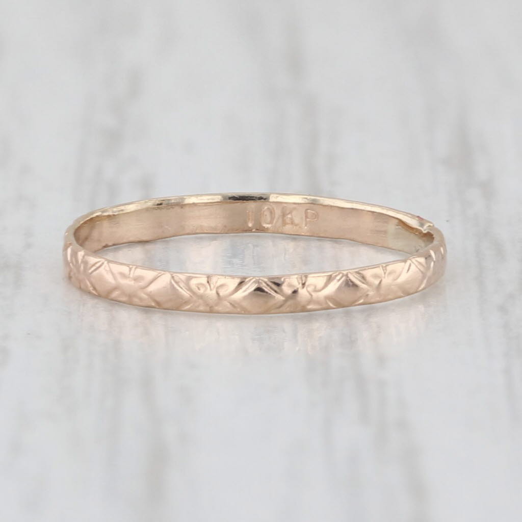 Vintage Small Size Baby Ring 10k Yellow Gold Keepsake Band 1.3mm