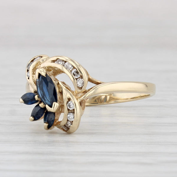 Light Gray 0.62ctw Blue Sapphire Diamond Ring 14k Yellow Gold Size 6