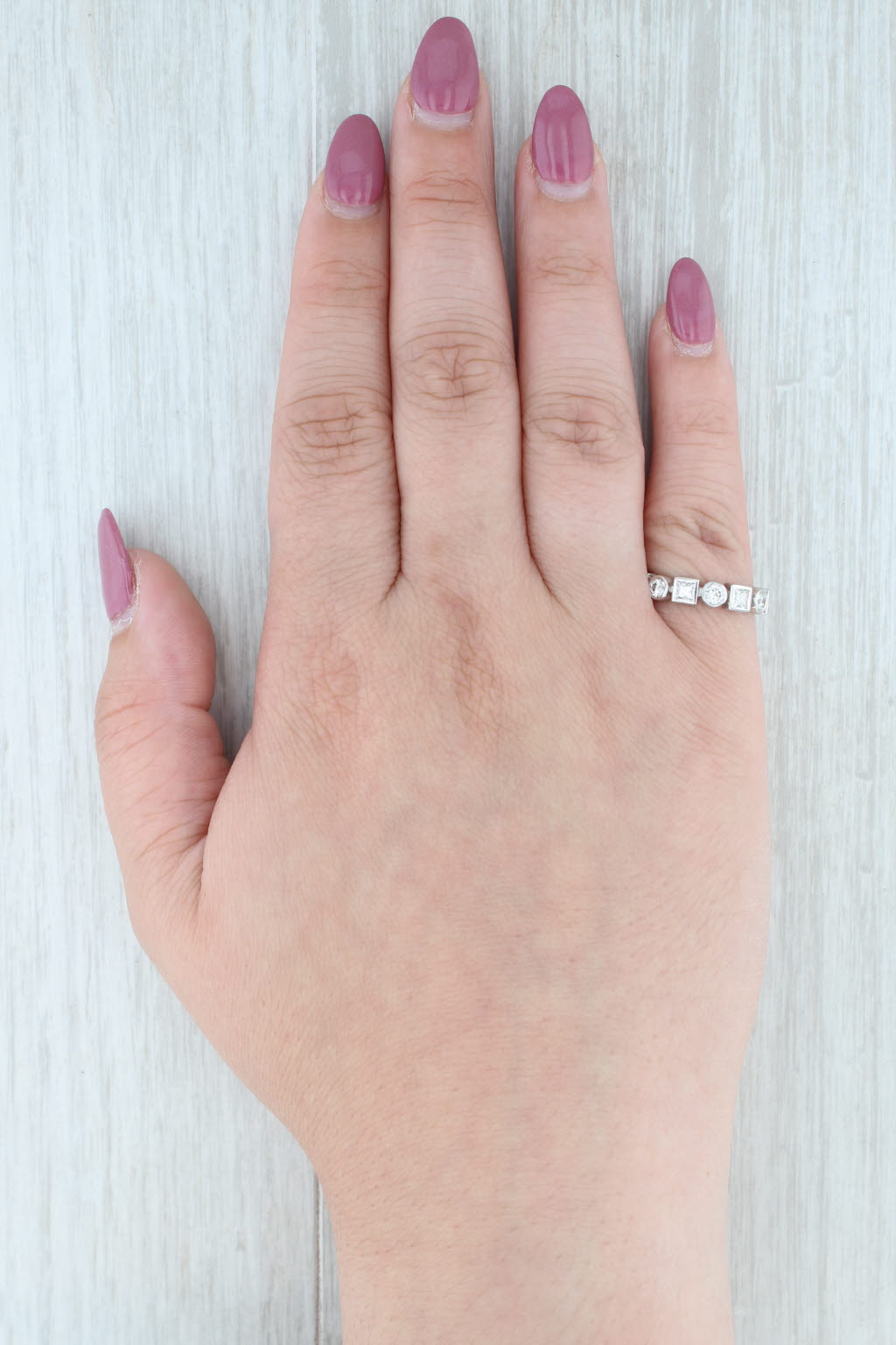 Light Gray 0.77ctw Diamond Stackable Ring 14k White Gold Wedding Anniversary Band Size 6