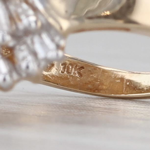 1ctw Diamond Cluster Cocktail Ring 10k Yellow White Gold Size 5.75