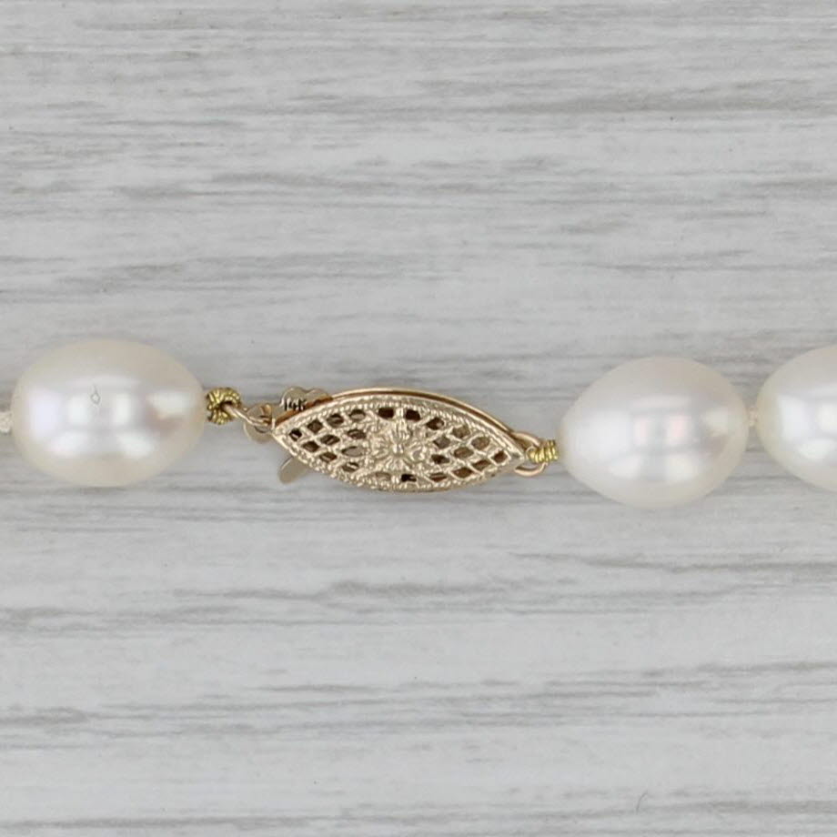 Cultured Pearl Single Bead Strand Necklace 14k Yellow Gold 17.25"
