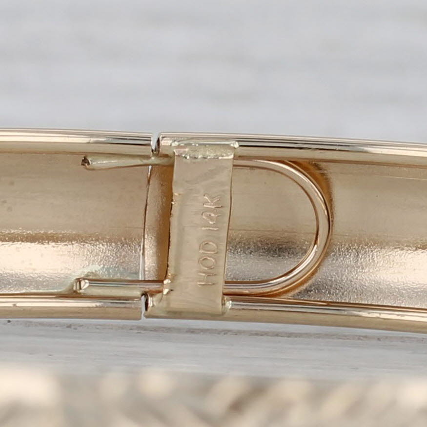Gray Etched Pattern Bangle Bracelet 14k Yellow Gold 7.25" 8.5mm