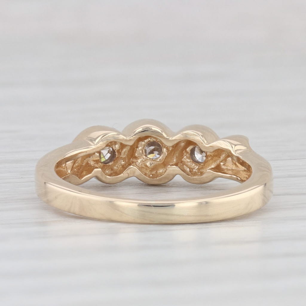 Light Gray 0.25ctw Diamond 3-Stone Ring 14k Yellow Gold Size 4 Stackable Wedding Band