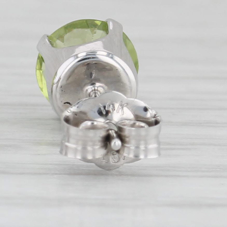 Light Gray 2ctw Peridot Solitaire Stud Earrings 14k White Gold August Birthstone