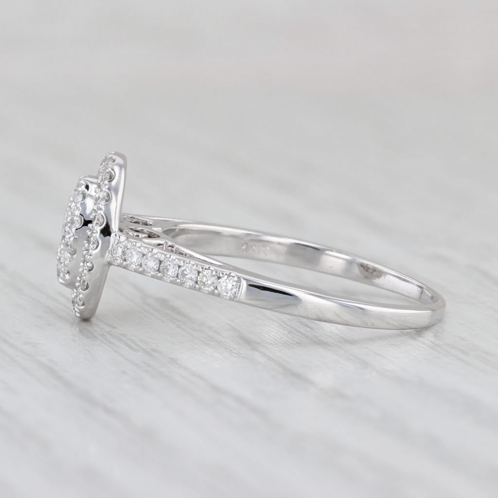 0.52ctw Diamond Halo Engagement Ring 14k White Gold Size 7 Cathedral Band