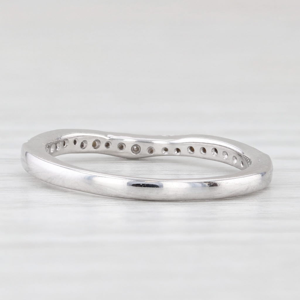 Light Gray 0.14ctw Diamond Wedding Band 14k White Gold Size 5.5 Stackable Ring