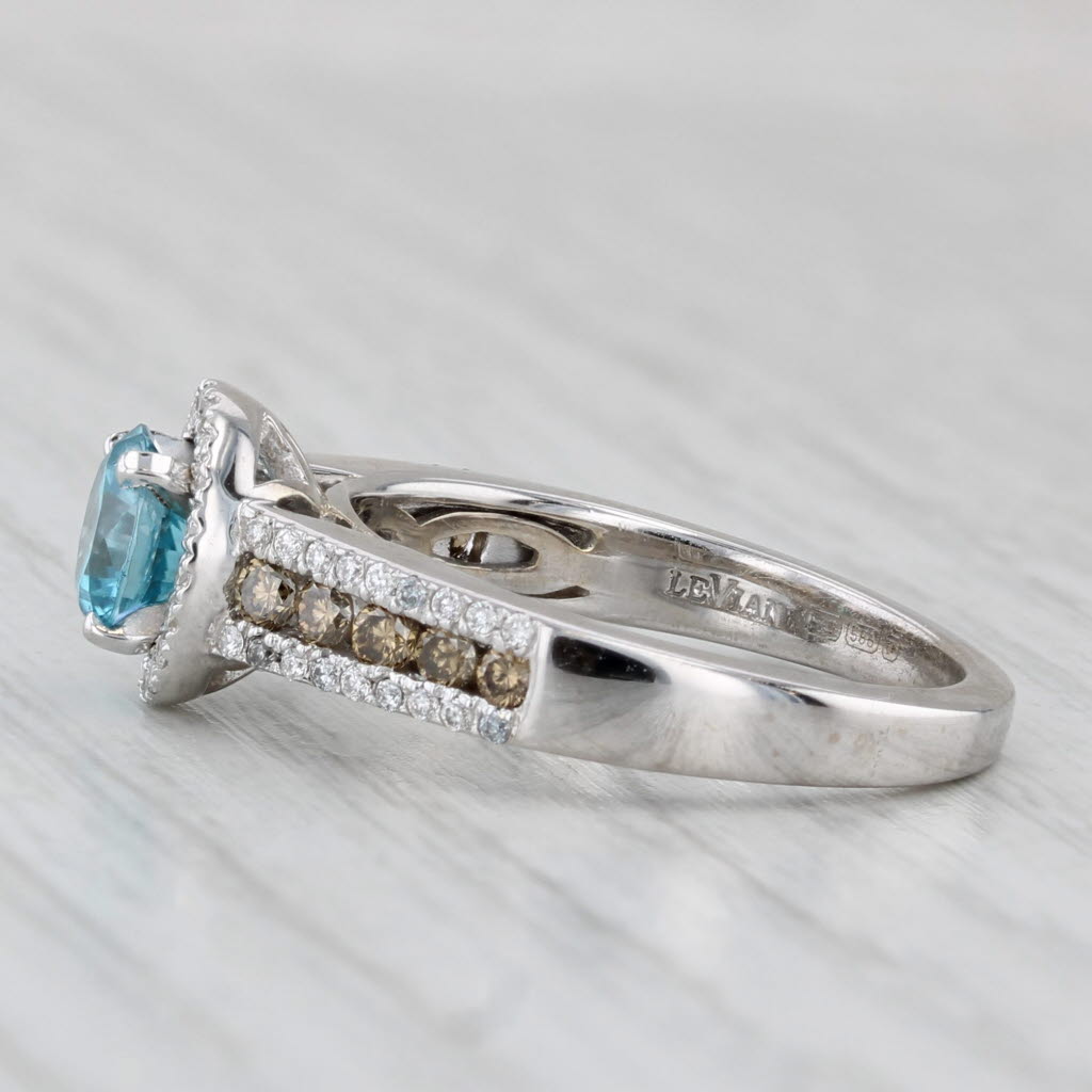 Light Gray Le Vian 1.38ctw Blue Zircon Diamond Halo Ring 14k White Gold Size 7 Engagement