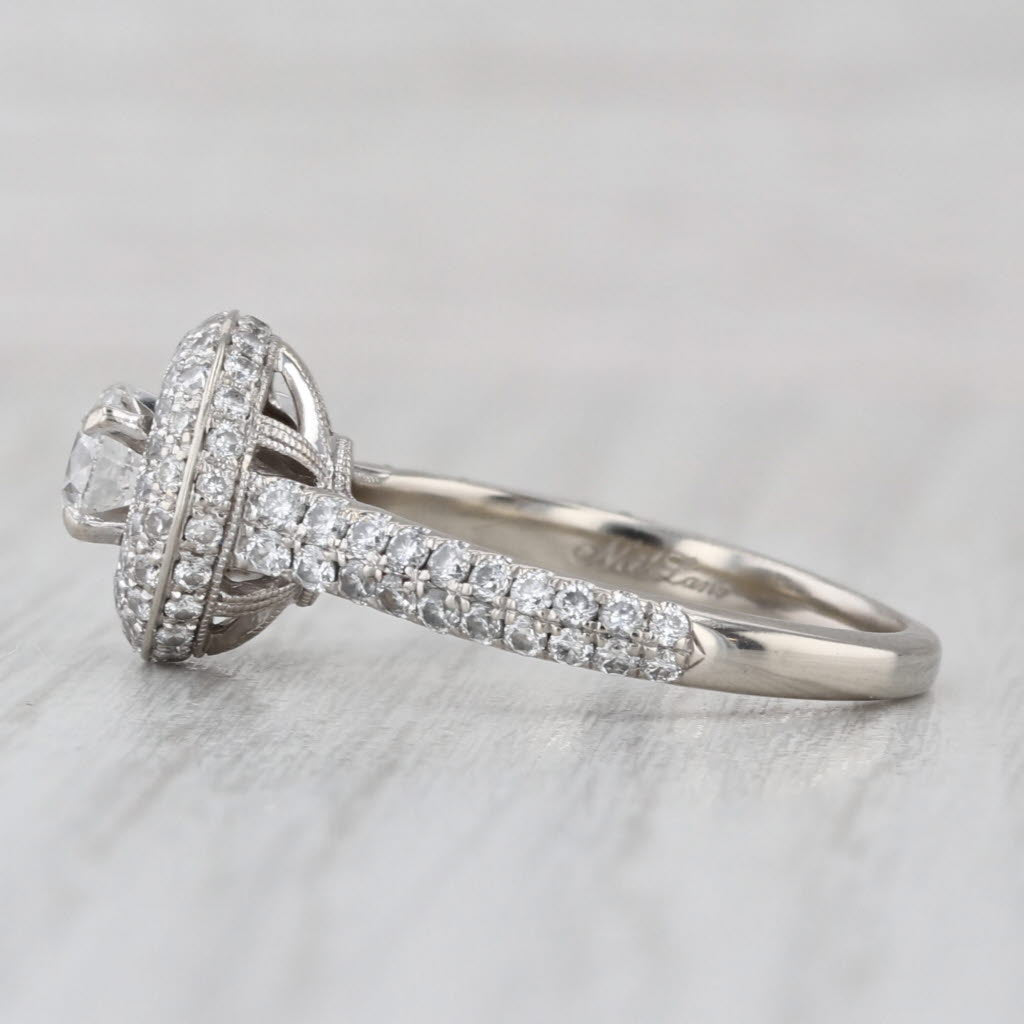 Neil Lane 1.37ctw Round Diamond Halo Engagement Ring 14k White Gold Size 7