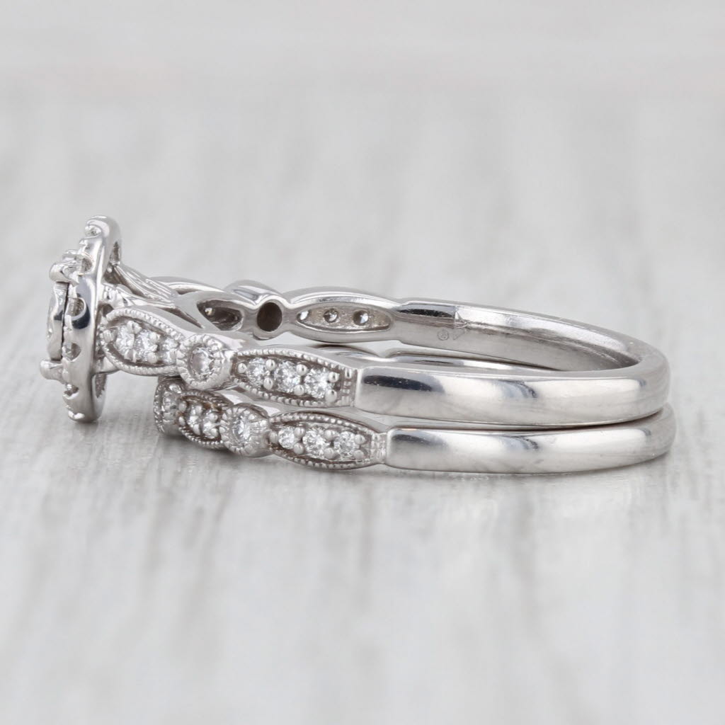 Light Gray 0.50ctw Diamond Engagement Ring Wedding Band Bridal Set 14k White Gold Size 7
