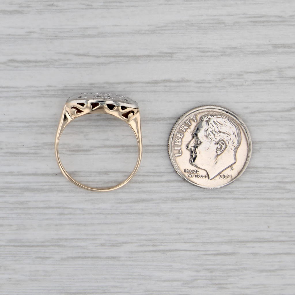Vintage Diamond Princess Ring 14k White Yellow Gold Size 6.5