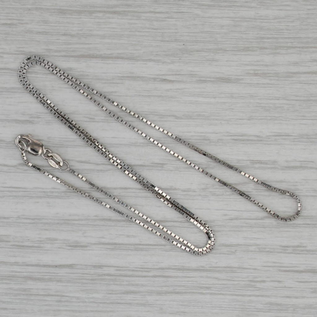 Box Chain Necklace 10k White Gold 16" 0.8mm