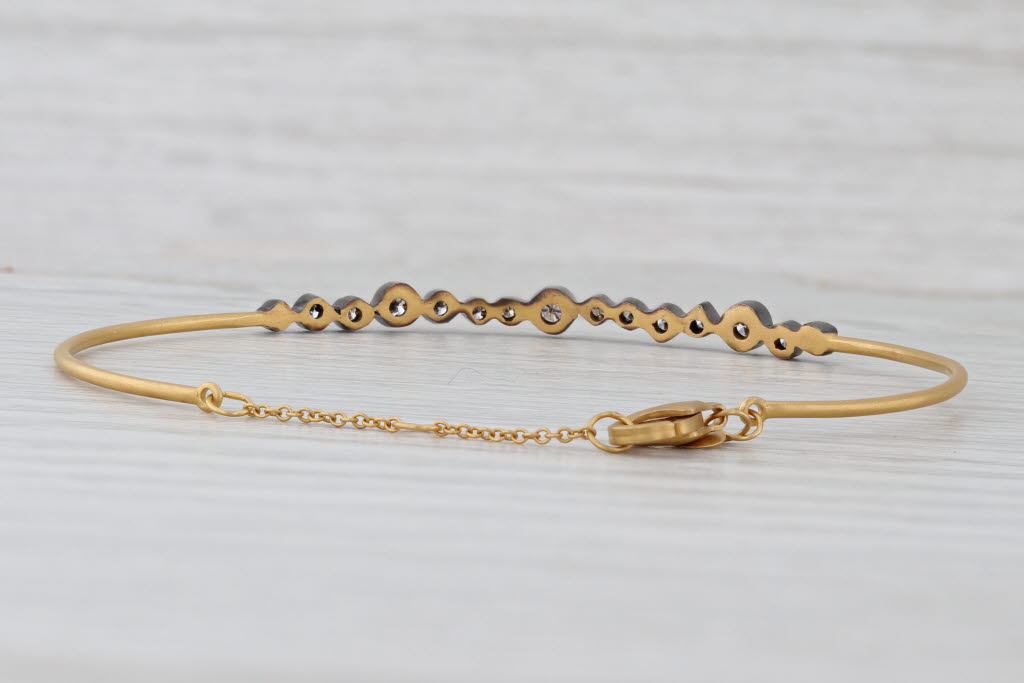 Light Gray New 0.50ctw Diamond Bangle Bracelet 14k Gold Adjustable Marika Desert