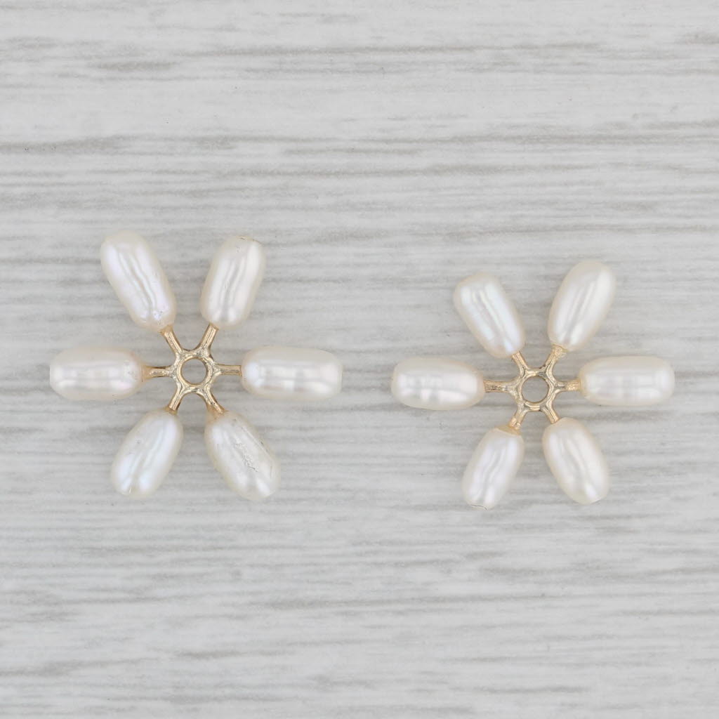 Gray Freshwater Cultured Pearl Stud Earring Enhancers Jackets 14k Gold