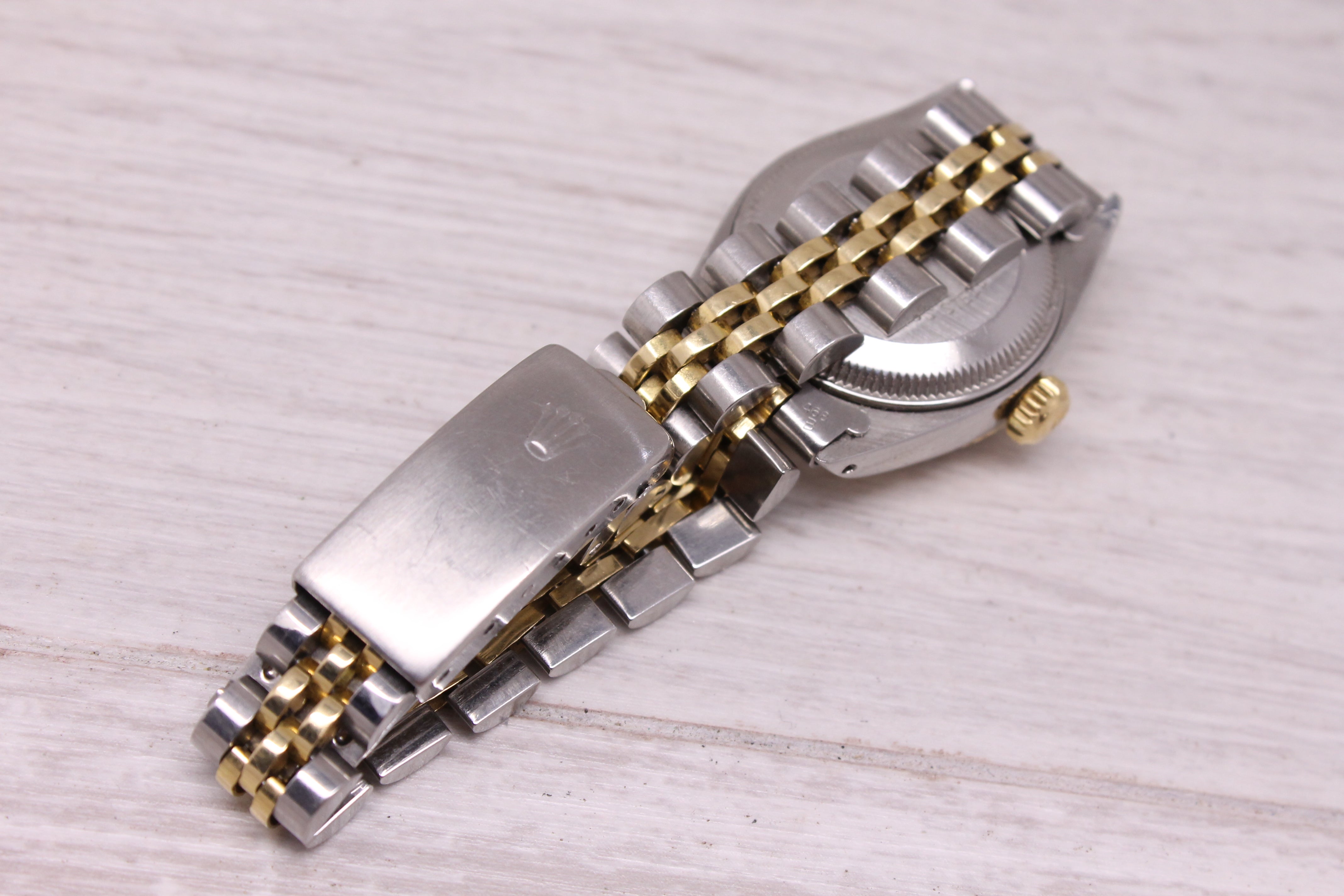 Vintage 1982 Rolex Date 6917 Ladies 26mm Steel & 18k Gold Automatic Watch Linen