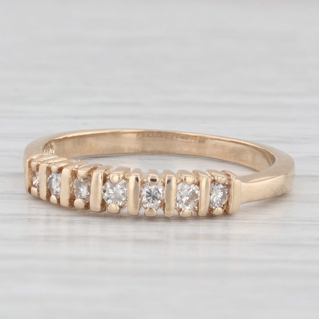 Light Gray 0.20ctw Diamond Wedding Ring 14k Yellow Gold Stackable Band Size 6.25