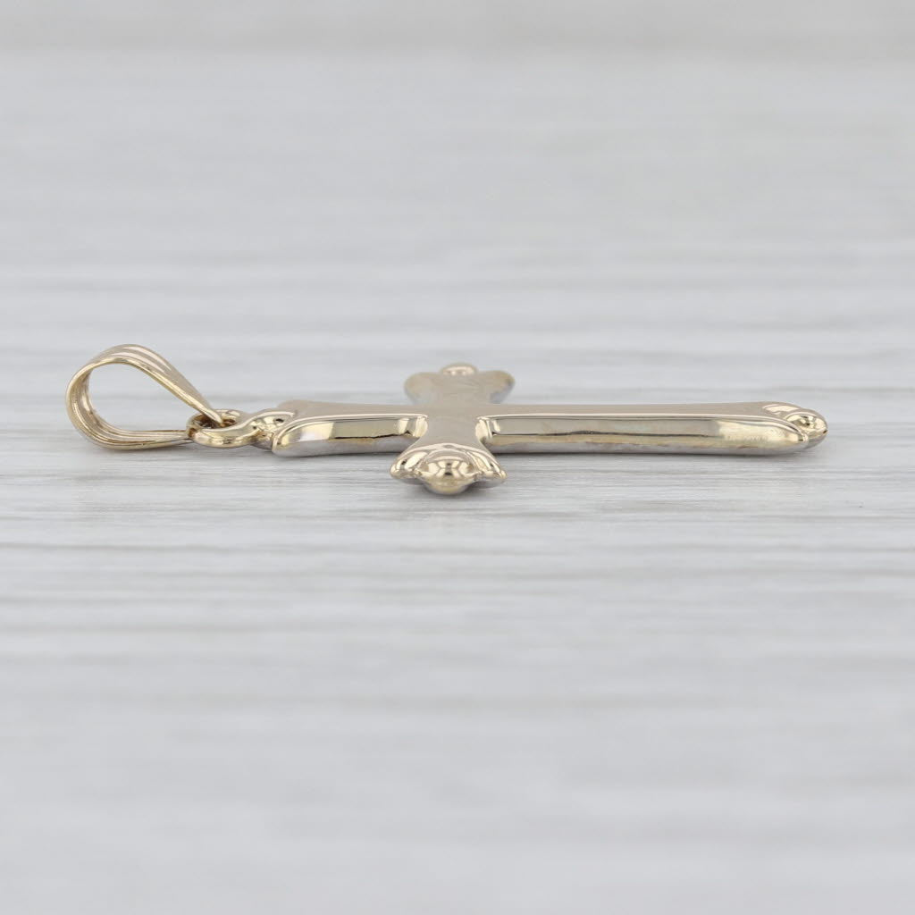 2-Toned Reversible Cross Pendant 14k Yellow White Gold