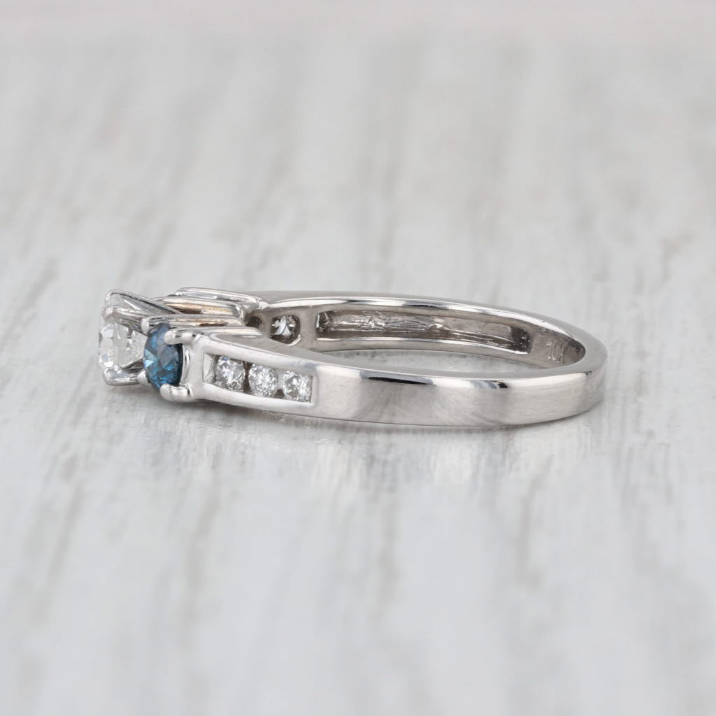 0.70ctw White Blue Diamond Engagement Ring 10k White Gold Size 5 3-Stone