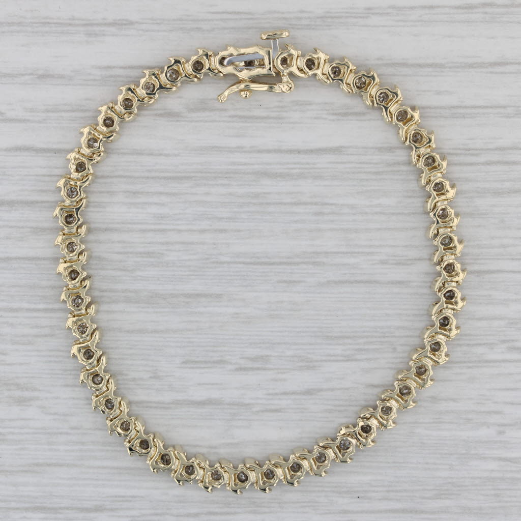 Gray 1.30ctw Diamond Tennis Bracelet 10k Yellow Gold 6.5" 5mm