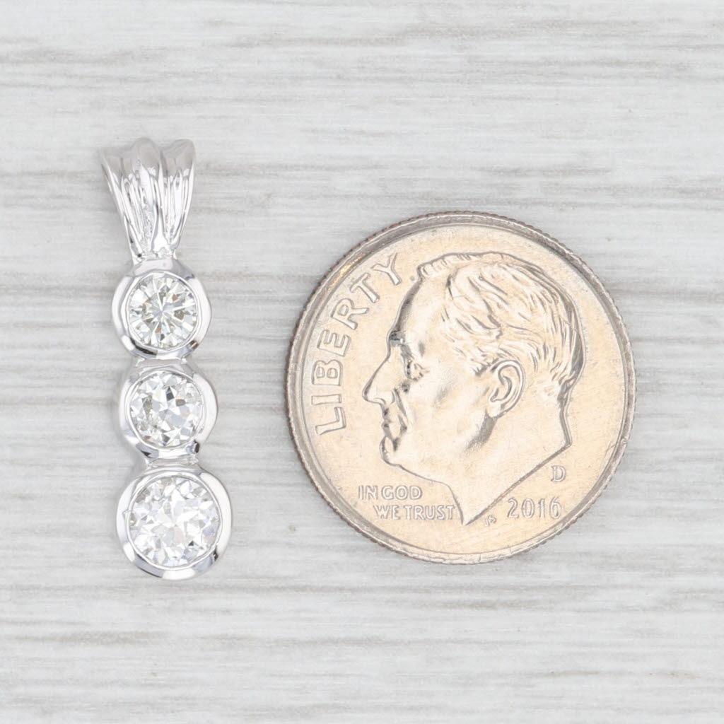 Light Gray 0.80ctw Diamond Journey Pendant 14k White Gold Graduated 3-Stone