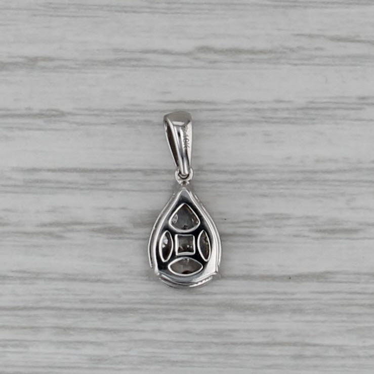 0.45ctw Diamond Cluster Teardrop Pendant 10k White Gold Small Drop