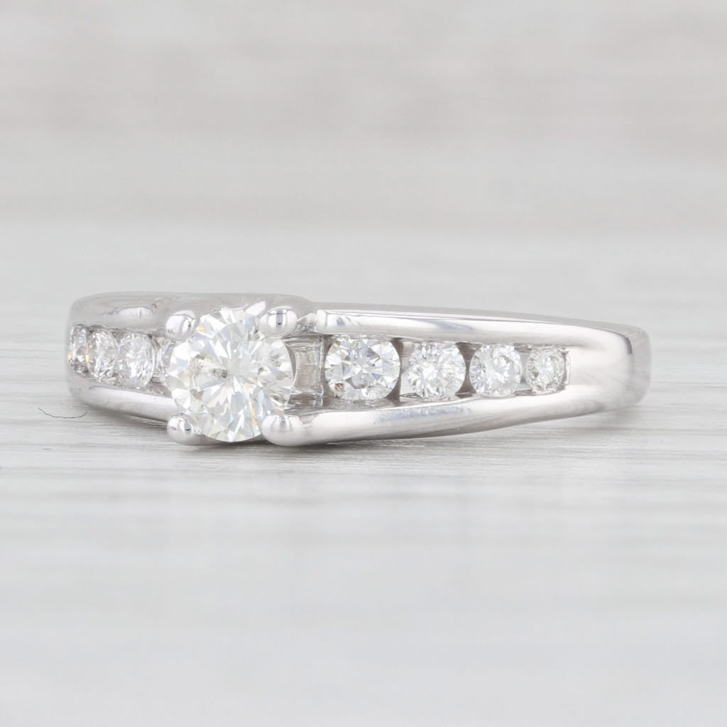 Light Gray 0.75ctw Round Diamond Engagement Ring 14k White Gold Size 8