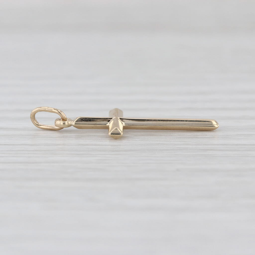 Small Beveled Cross Pendant 10k Yellow Gold Small Drop