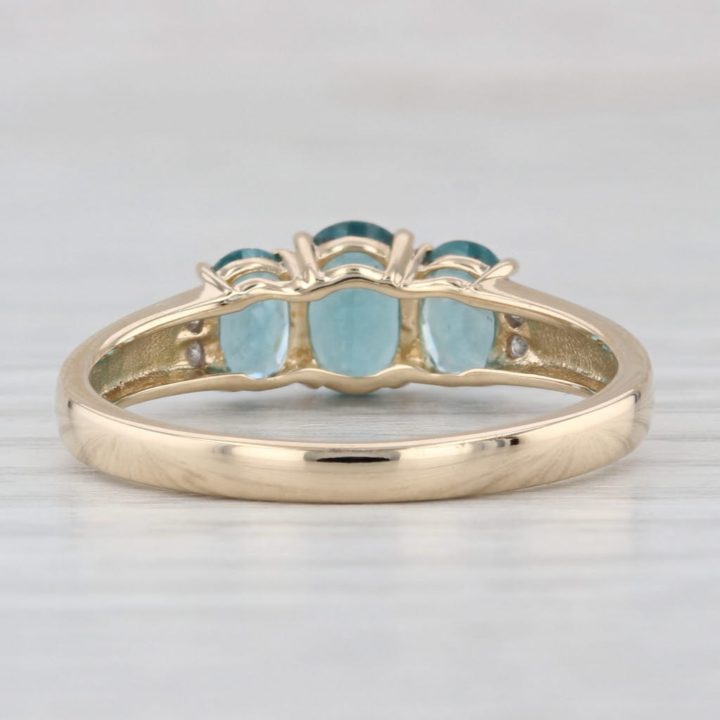 1.53ctw Green Apatite 3-Stone Diamond Ring 14k Yellow Gold Size 10
