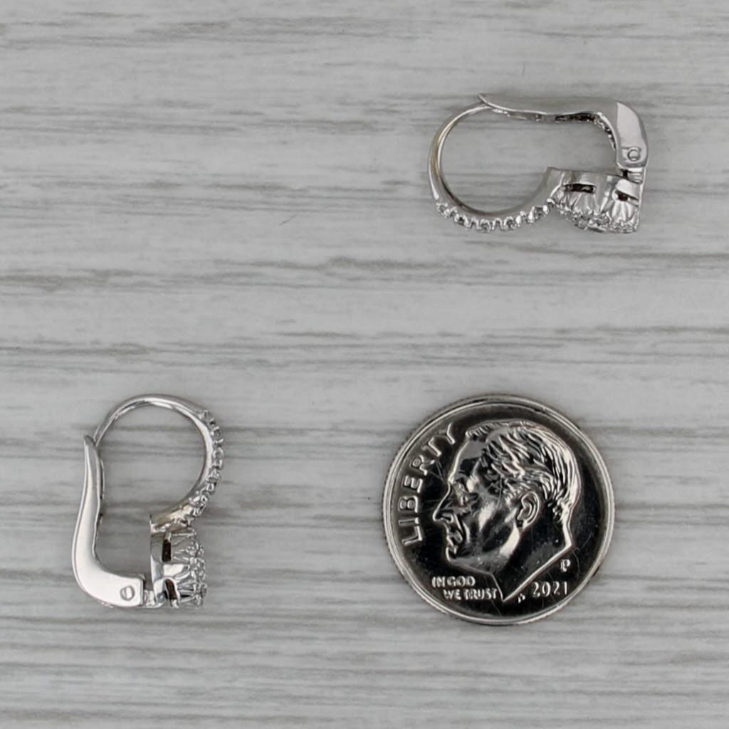 0.47ctw Diamond Cluster Drop Earrings 18k White Gold Lever Backs