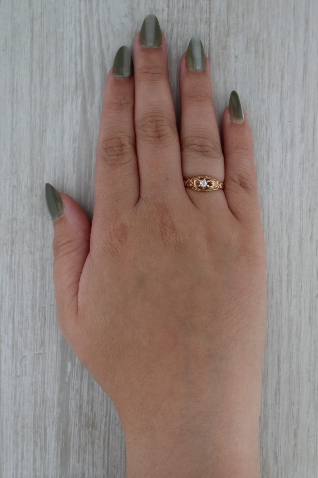 0.14ct Antique Old Mine Cut Diamond Solitaire Ring 14k Yellow Gold Size 6.75