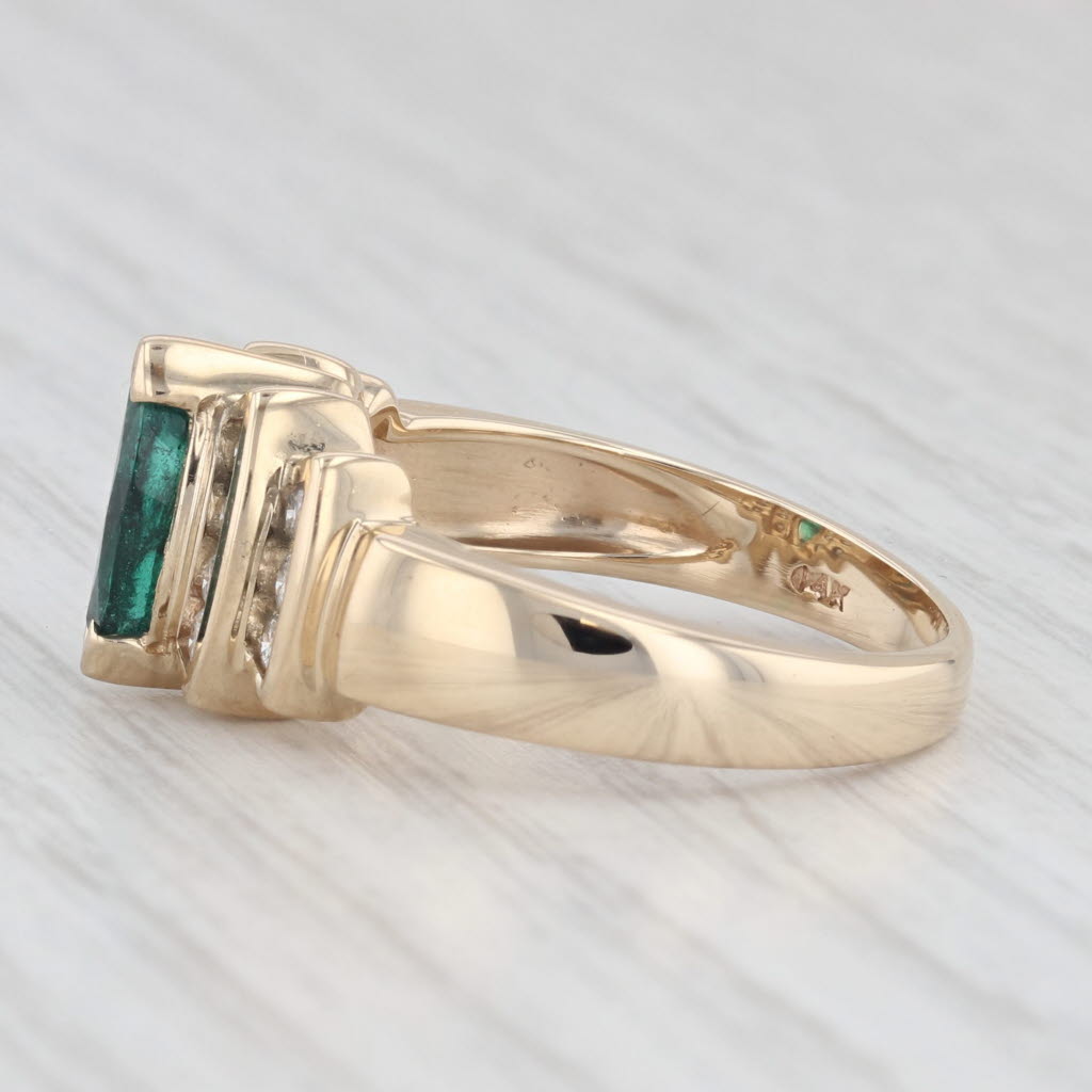 Light Gray 1.07ctw Marquise Emerald Diamond Ring 14k Yellow Gold Size 7.75