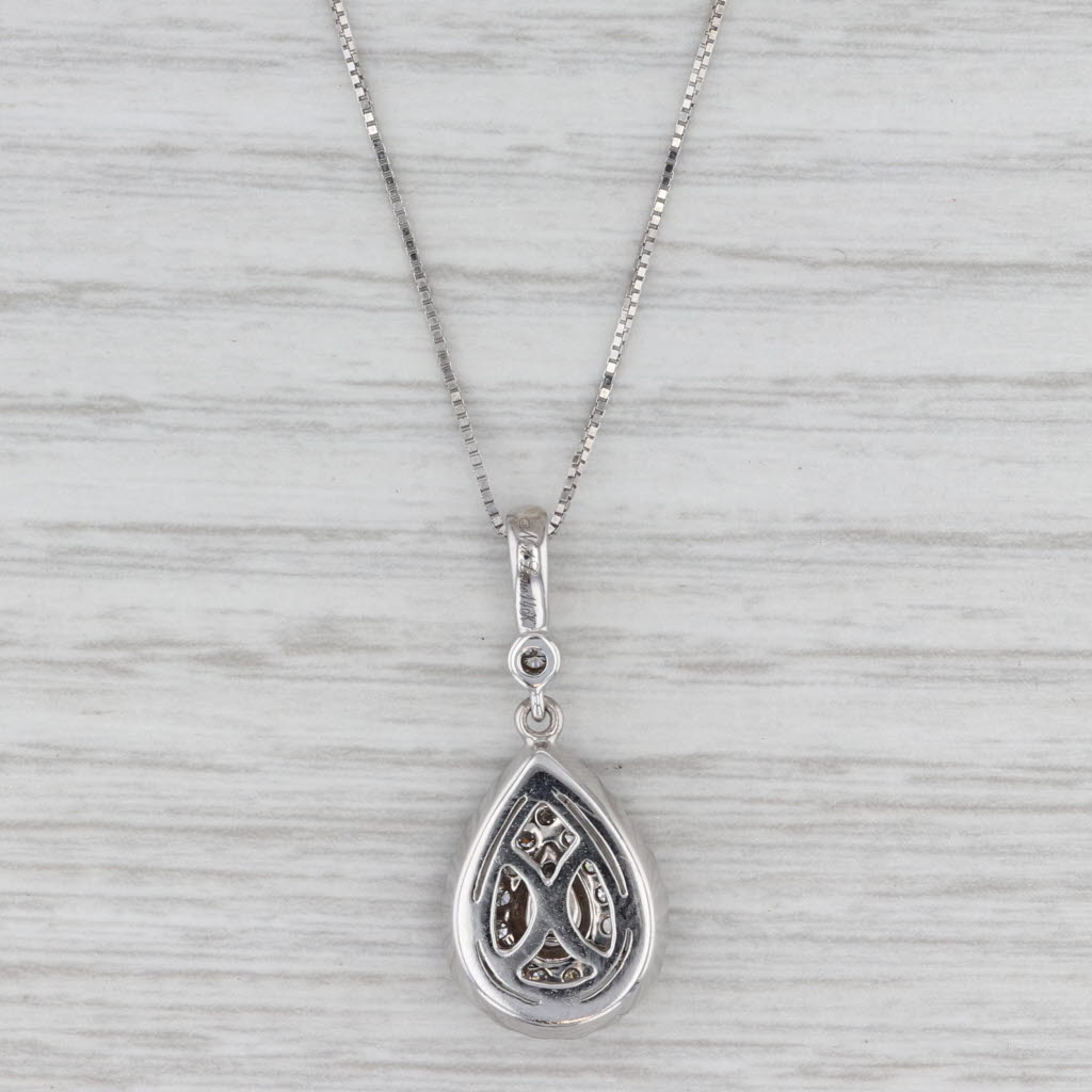 Neil Lane 0.59ctw Diamond Teardrop Pendant Necklace 14k White Gold Adjustable