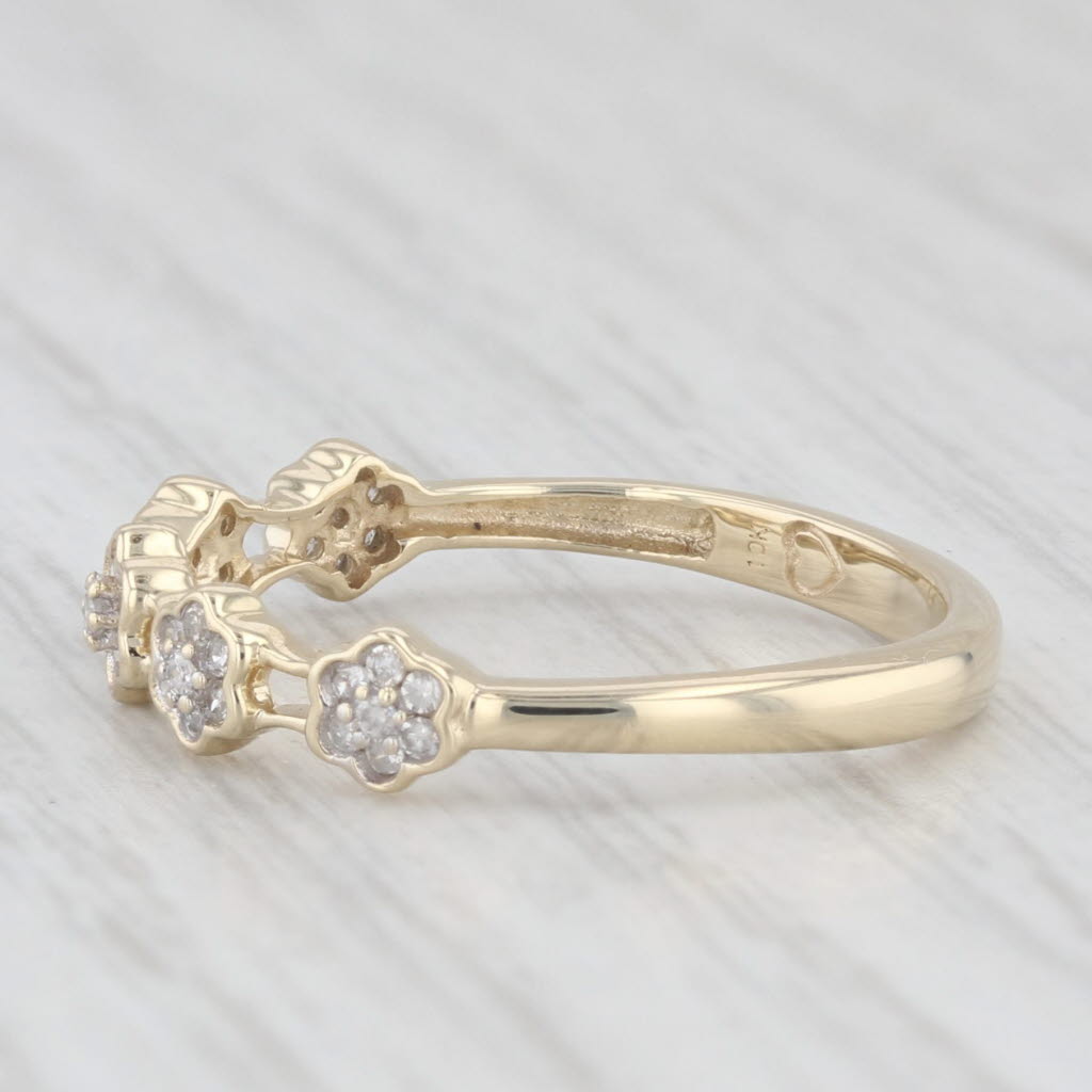 Light Gray Diamond Flower Cluster Ring 10k Yellow Gold Size 7 Stackable