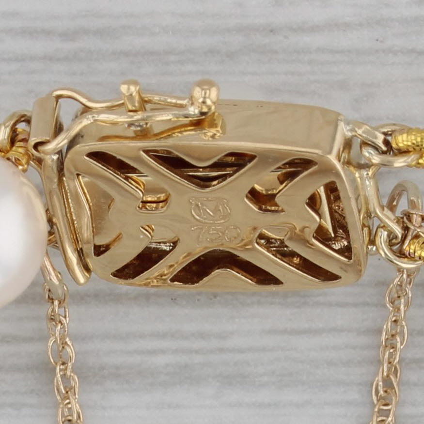Dark Gray Mikimoto Cultured Pearl Strand Bracelet 18k Yellow Gold 6.5"