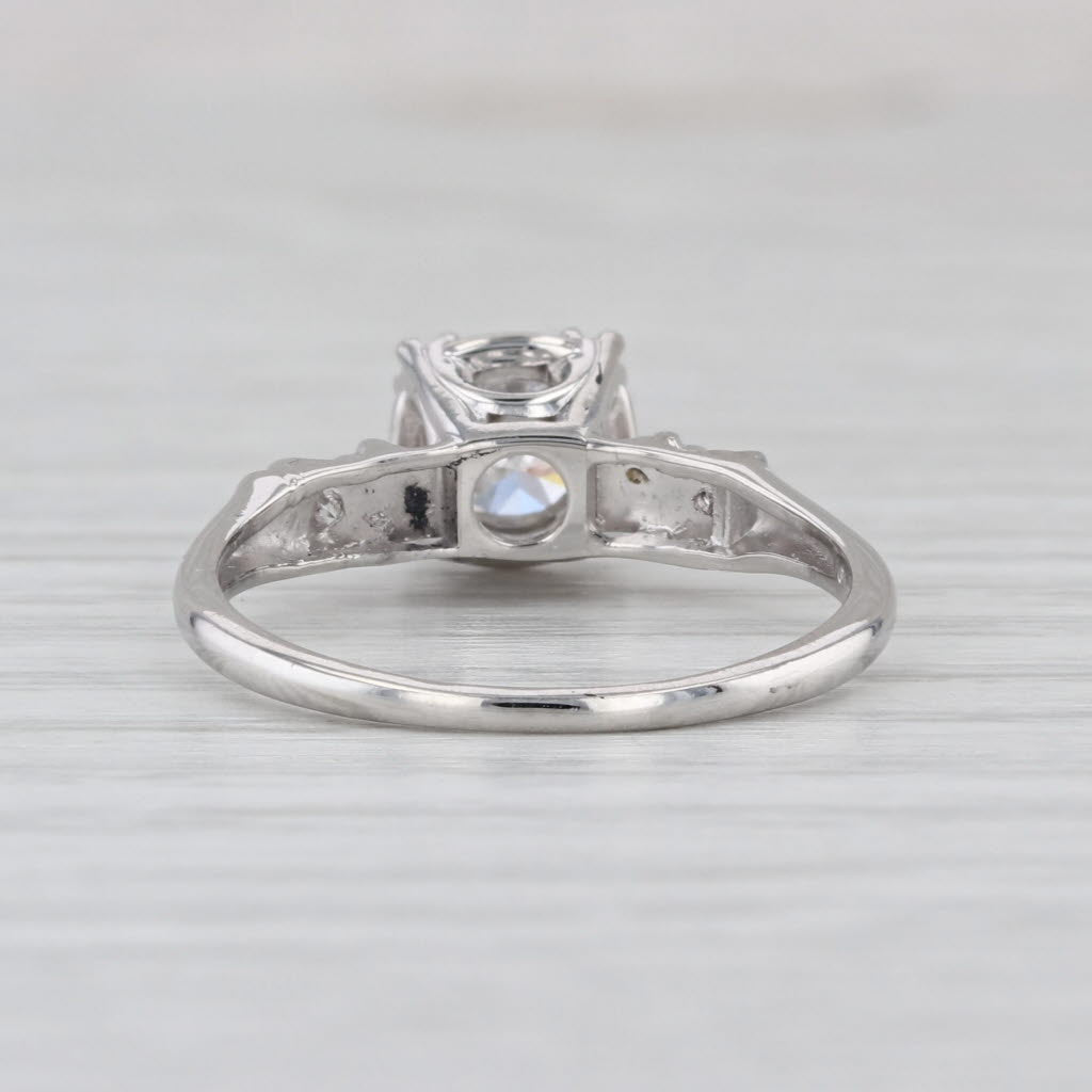 Vintage Round 0.64ctw Diamond Engagement Ring 900 Platinum Size 7.25