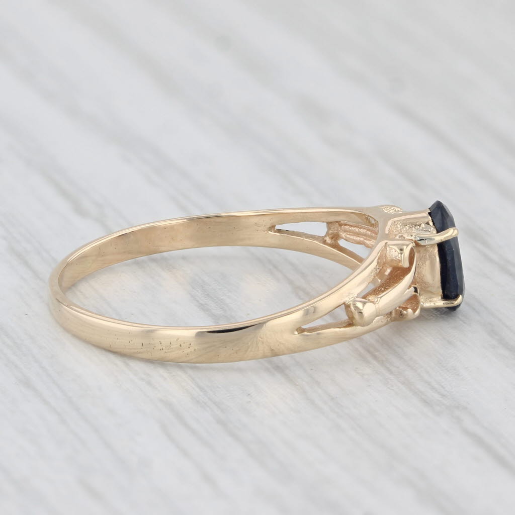 Light Gray 0.57ct Lab Created Oval Blue Sapphire Solitaire Ring 14k Yellow Gold Size 6.25