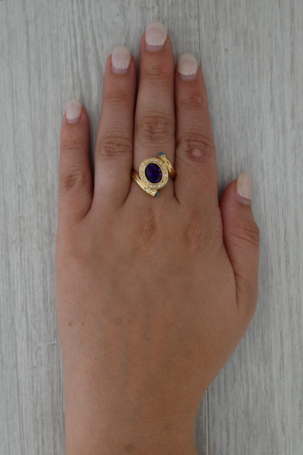 2.82ctw Amethyst Topaz Diamond Bypass Ring 18k Yellow Gold Size 8 Cocktail