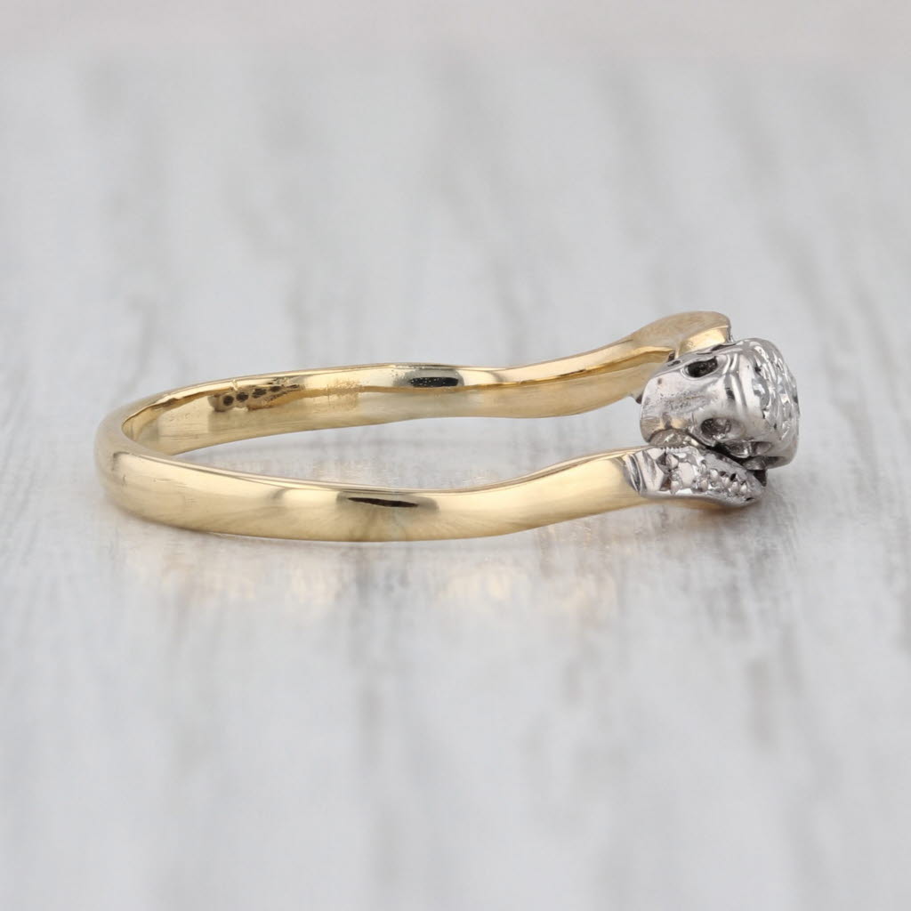 0.14ctw Diamond Bypass Ring 18k Gold Platinum Size 8.5 Wedding Anniversary