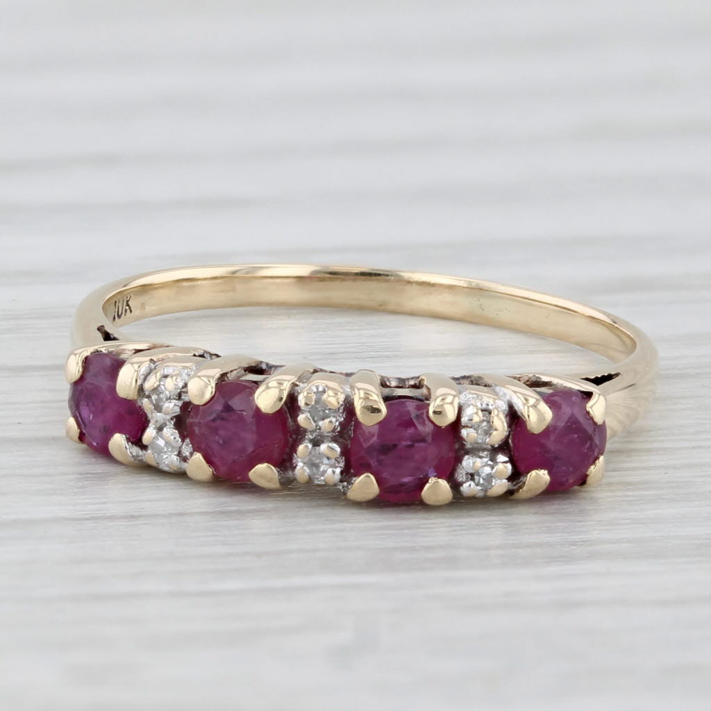 Light Gray 0.52ctw Ruby Diamond Ring 10k Yellow Gold Size 5.75 Stackable