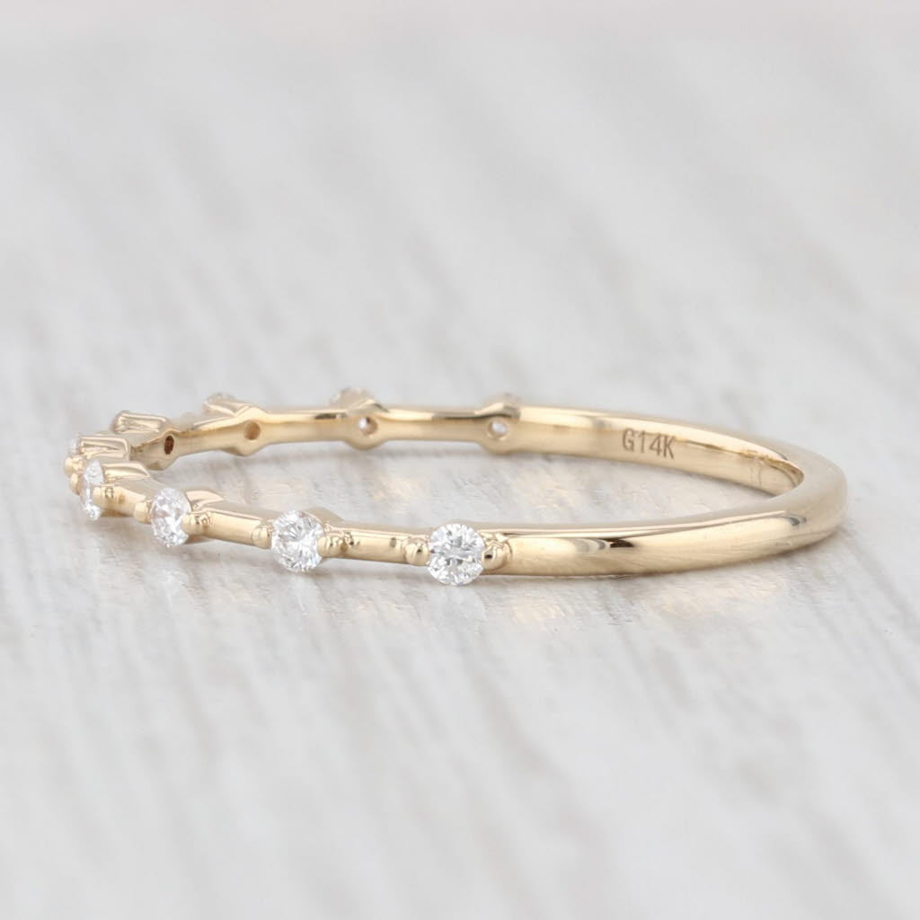 Light Gray New 0.13ctw Woven Diamond Wedding Band 14k Yellow Gold Stackable Ring Size 6.75