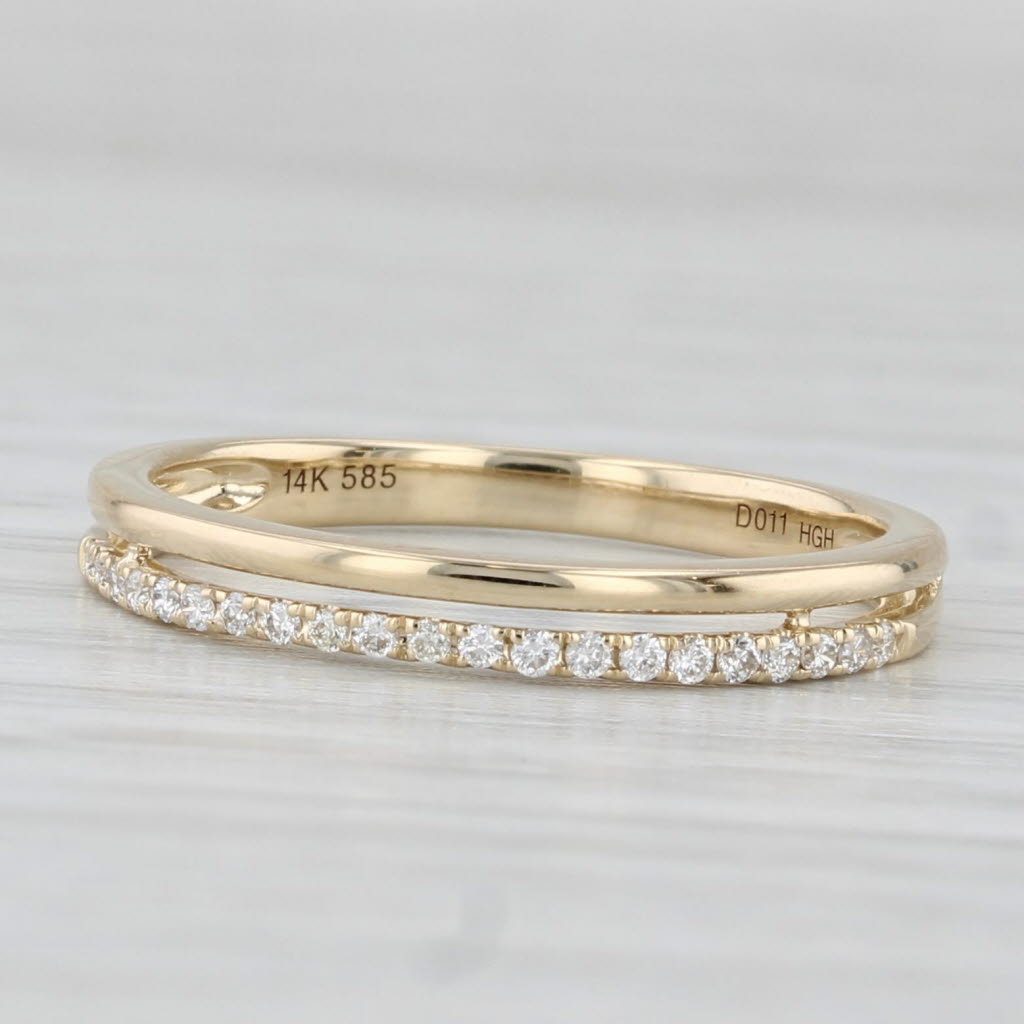 Light Gray New 0.11ctw Diamond Wedding Band 14k Gold Stackable Anniversary Ring Size 6.5