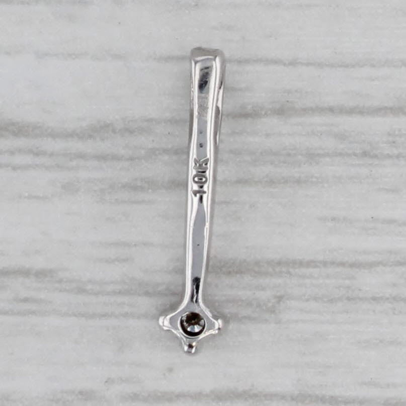 Gray Small Diamond Solitaire Drop Bar Pendant 10k White Gold