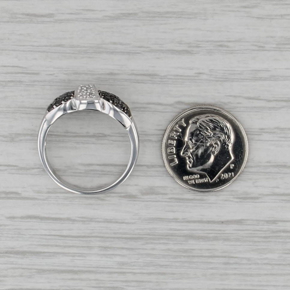 0.48ctw Black White Diamond Butterfly Ring 10k White Gold Size 7-7.25