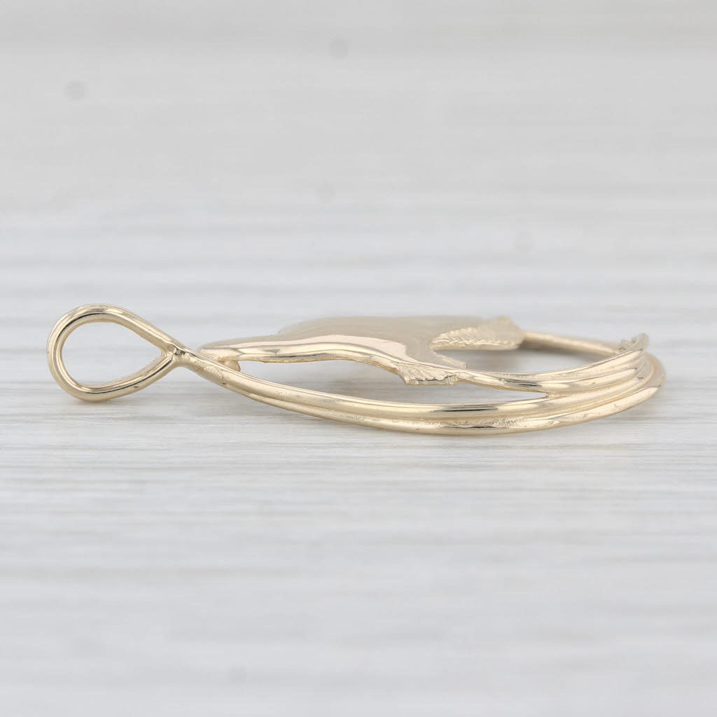 Light Gray Flying Bird Pendant 14k Yellow Gold