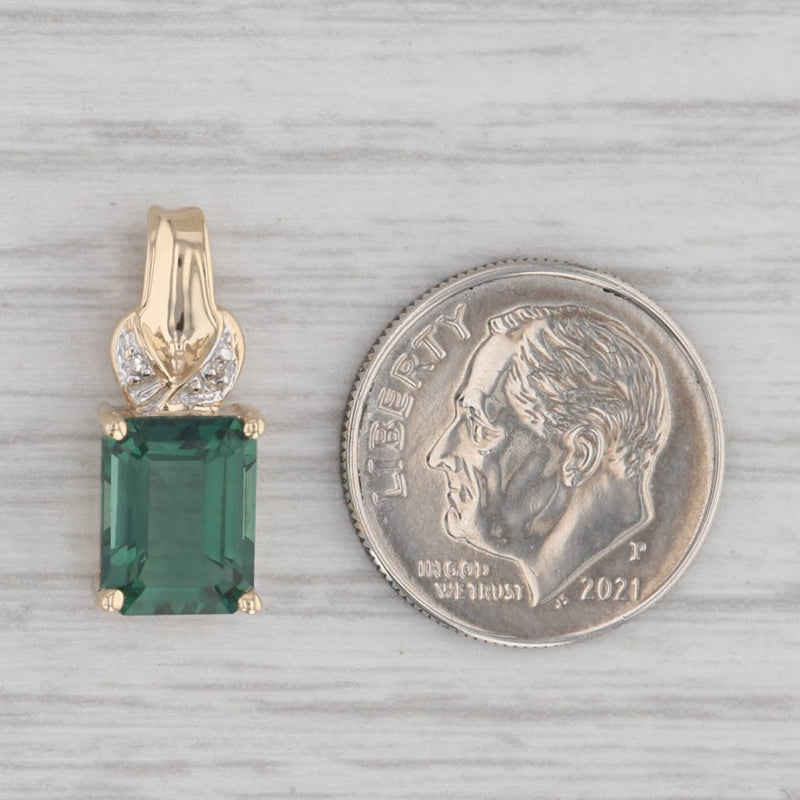 2.15ctw Lab Created Green Quartz Diamond Pendant 10k Yellow Gold