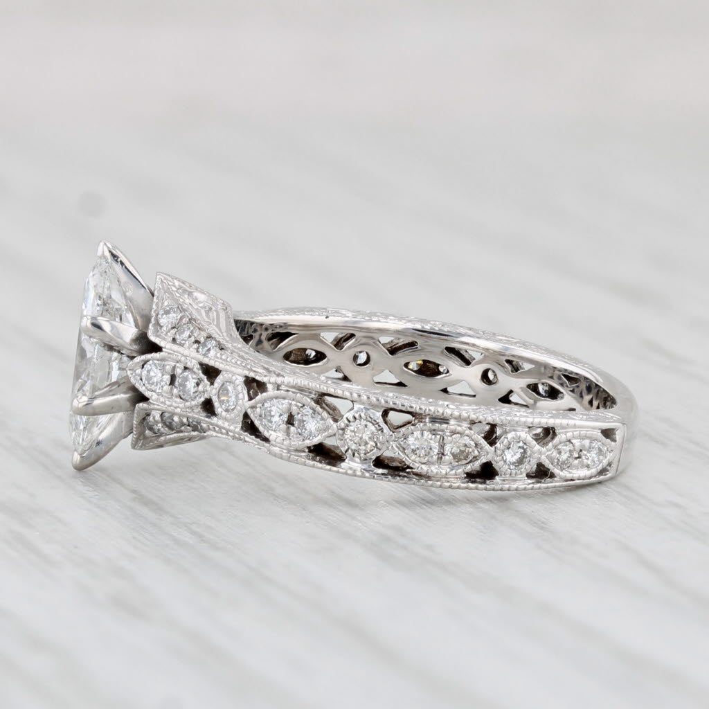 Light Gray 0.71ctw Marquise Diamond Engagement Ring 14k White Gold Size 5.25