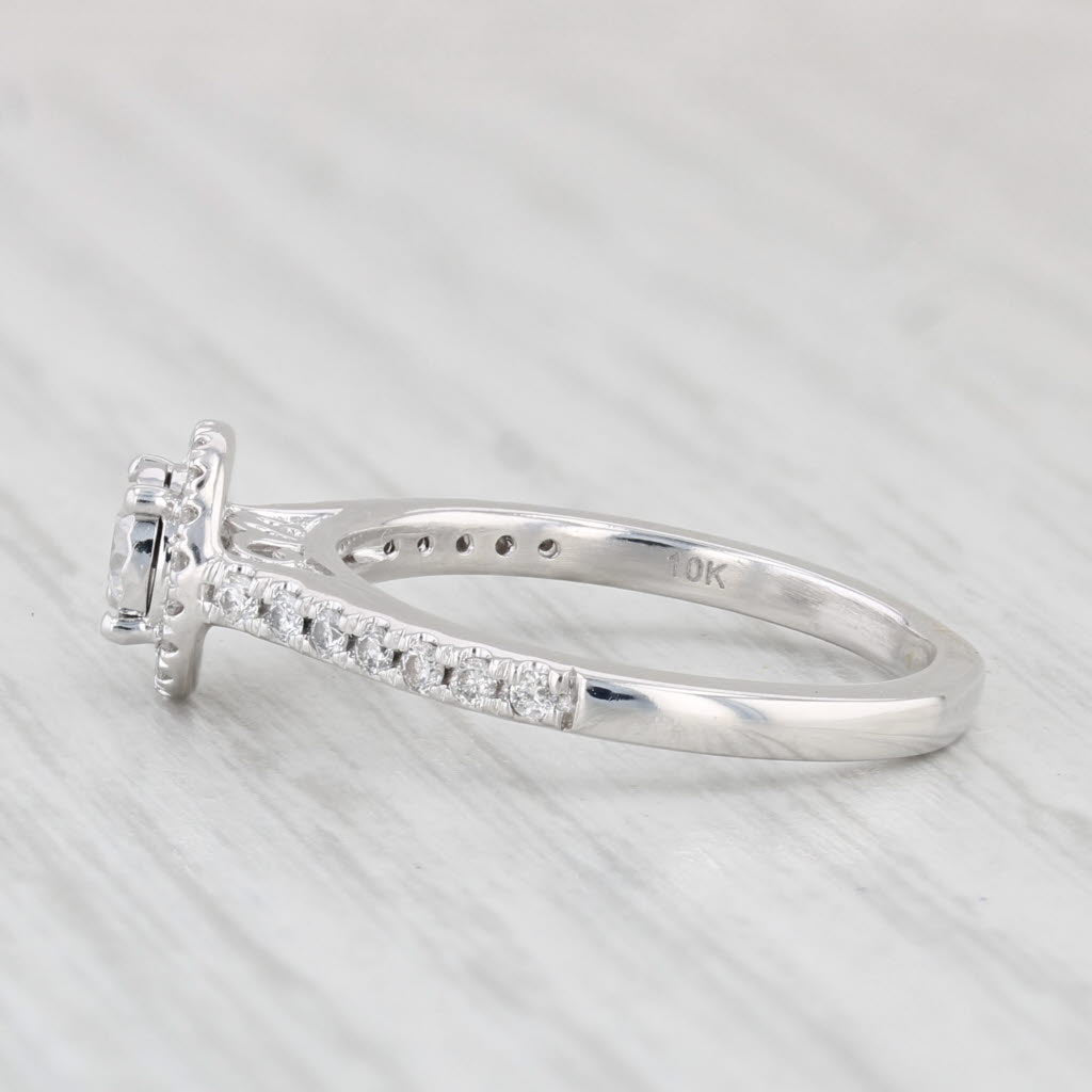 Light Gray 0.31ctw Diamond Halo Engagement Ring 10k White Gold Size 5.75-6