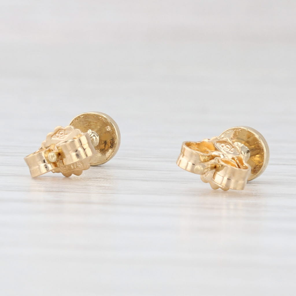 Light Gray Small Round Gold Stud Earrings 18k Yellow Gold