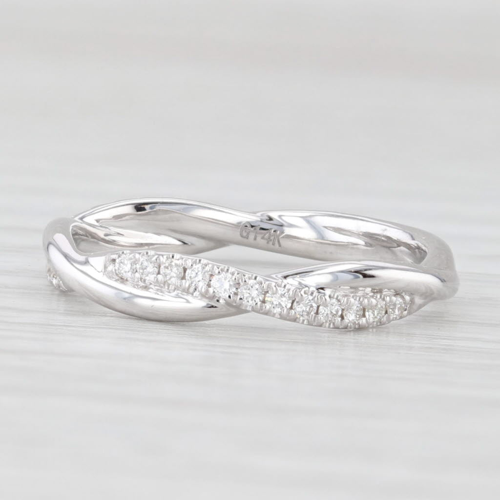 Light Gray New 0.17ctw Diamond Wedding Band 14k White Gold Stackable Anniversary Ring 6.5