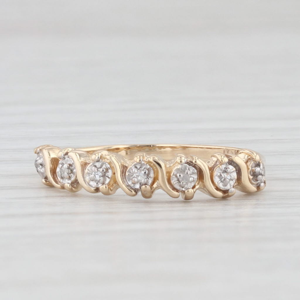 Light Gray Diamond Stackable Ring 10k Yellow Gold Wedding Anniversary Band Size 7