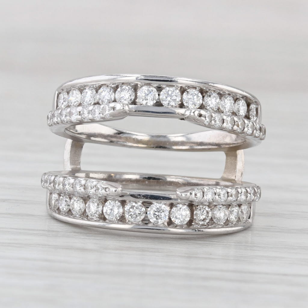 0.85ctw Diamond Ring Jacket Enhancer Guard 14k White Gold Wedding Band Size 6.5
